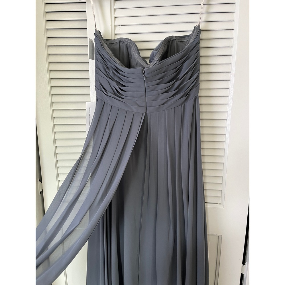 NWT Jenny Yoo Mira Convertible Pleated Strapless Chiffon Gown Denmark Blue Sz 14 - Picture 8 of 13